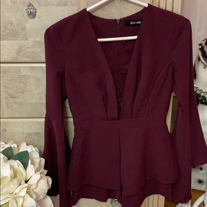 Deep purple drama sleeve romper